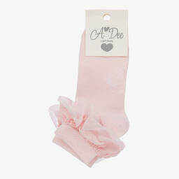 A Dee-Girls Pink Knitted Frilly Socks | Childrensalon Outlet
