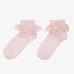 A Dee-Girls Pink Knitted Frilly Socks | Childrensalon Outlet