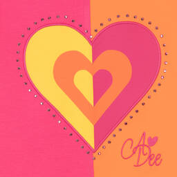 A Dee-Girls Pink & Orange Cotton Heart Dress | Childrensalon Outlet