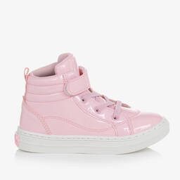 آدي-ترينرز بكاحل عالي جلد صناعي لامع لون زهري | Childrensalon Outlet