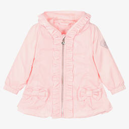 آدي-معطف هودي أطفال بناتي بكشكش لون زهري | Childrensalon Outlet