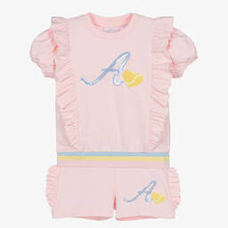 A Dee-Girls Pink Tennis Logo Shorts Set | Childrensalon Outlet