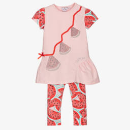 A Dee-Girls Pink Watermelon Leggings Set | Childrensalon Outlet