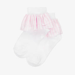 A Dee-Розово-белые носки с рюшами для девочек | Childrensalon Outlet