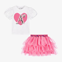 آدي-طقم تنورة توتو لون أبيض وزهري | Childrensalon Outlet