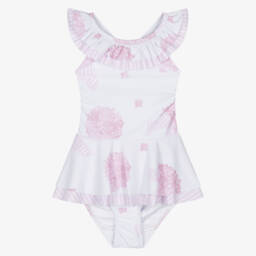 A Dee-Girls Purple & Pink Floral Print Swimsuit | Childrensalon Outlet