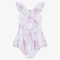 A Dee-Girls Purple & Pink Floral Print Swimsuit | Childrensalon Outlet