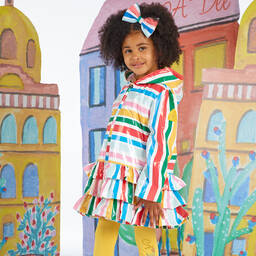 A Dee-Girls Rainbow Stripe Hooded Coat | Childrensalon Outlet