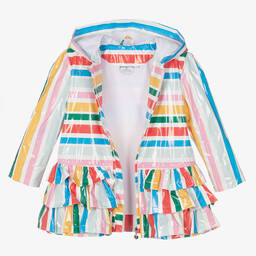 A Dee-Girls Rainbow Stripe Hooded Coat | Childrensalon Outlet
