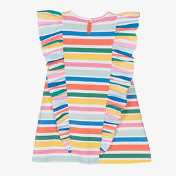 A Dee-Girls Rainbow Stripe Ruffle Cotton Dress | Childrensalon Outlet