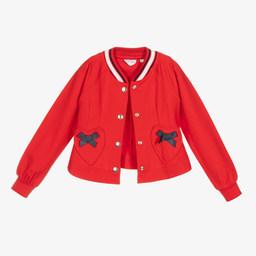 A Dee-Girls Red Cotton Jacket | Childrensalon Outlet