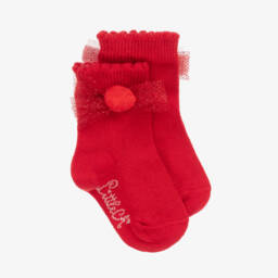 A Dee-Girls Red Cotton Knit Ankle Socks | Childrensalon Outlet
