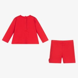 A Dee-Girls Red Cotton Shorts Set | Childrensalon Outlet