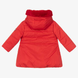 A Dee-Girls Red Faux Fur Trim Puffer Coat | Childrensalon Outlet