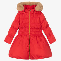A Dee-Красный пуховик с капюшоном для девочек | Childrensalon Outlet