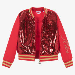 A Dee-Girls Red Sequin Zip-Up Top | Childrensalon Outlet