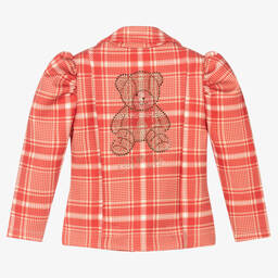 آدي-جاكيت بلايزر تارتان لون أحمر للبنات | Childrensalon Outlet