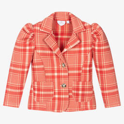 آدي-جاكيت بلايزر تارتان لون أحمر للبنات | Childrensalon Outlet