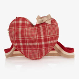 A Dee-Girls Red Tartan Heart Bag (22cm) | Childrensalon Outlet