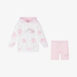 A Dee-طقم هودي وشورت بناتي مزهر بلون وردي | Childrensalon Outlet