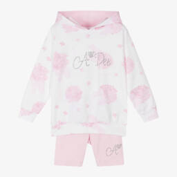 A Dee-طقم هودي وشورت بناتي مزهر بلون وردي | Childrensalon Outlet