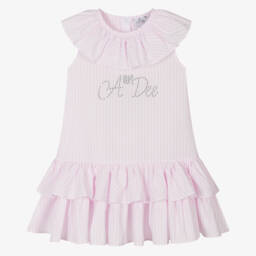 A Dee-Платье в полоску с рюшами для девочек розовое | Childrensalon Outlet