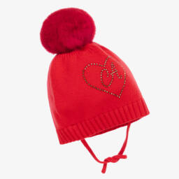 A Dee-Girls Scarlet Knit Pom Hat | Childrensalon Outlet