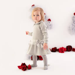 A Dee-Girls Silver Cotton Dress | Childrensalon Outlet