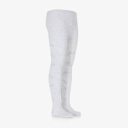 A Dee-Girls Silver Embellished Knit Tights | Childrensalon Outlet