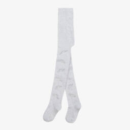 A Dee-Girls Silver Embellished Knit Tights | Childrensalon Outlet