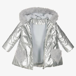 آدي-معطف بافر أطفال بناتي لون فضّي | Childrensalon Outlet