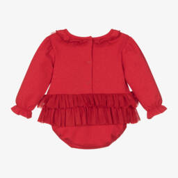 A Dee-Girls Sparkly Red Cotton Bodysuit | Childrensalon Outlet
