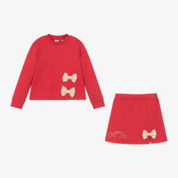 A Dee-Girls Sparkly Red Skirt Ensemble | Childrensalon Outlet