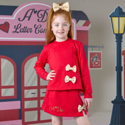A Dee-Girls Sparkly Red Skirt Ensemble | Childrensalon Outlet