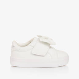 A Dee-Girls Velcro Bow White Sneakers | Childrensalon Outlet