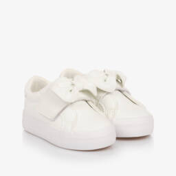 A Dee-Girls Velcro Bow White Sneakers | Childrensalon Outlet