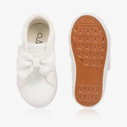 A Dee-Girls Velcro Bow White Sneakers | Childrensalon Outlet