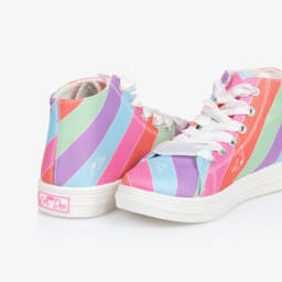 A Dee-Girls Vibrant Stripe High-Top Sneakers | Childrensalon Outlet