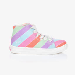 A Dee-Girls Vibrant Stripe High-Top Sneakers | Childrensalon Outlet