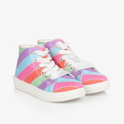A Dee-Girls Vibrant Stripe High-Top Sneakers | Childrensalon Outlet