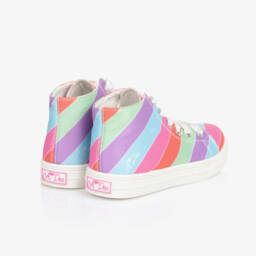 A Dee-Girls Vibrant Stripe High-Top Sneakers | Childrensalon Outlet