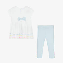 A Dee-Белый топ и голубые легинсы из хлопка | Childrensalon Outlet