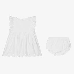 A Dee-Girls White Cotton Dress | Childrensalon Outlet