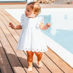 A Dee-Girls White Cotton Dress | Childrensalon Outlet