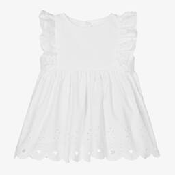 A Dee-Girls White Cotton Dress | Childrensalon Outlet