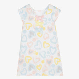 A Dee-Белое хлопковое платье с сердечками | Childrensalon Outlet