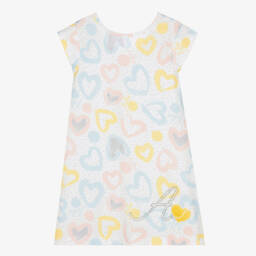 A Dee-Белое хлопковое платье с сердечками | Childrensalon Outlet