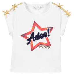 A Dee-Girls White Cotton Star Logo T-Shirt | Childrensalon Outlet