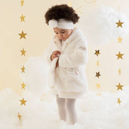 A Dee-Girls White Faux Fur Hooded Coat | Childrensalon Outlet