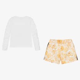 A Dee-Girls White & Gold Shorts Set | Childrensalon Outlet